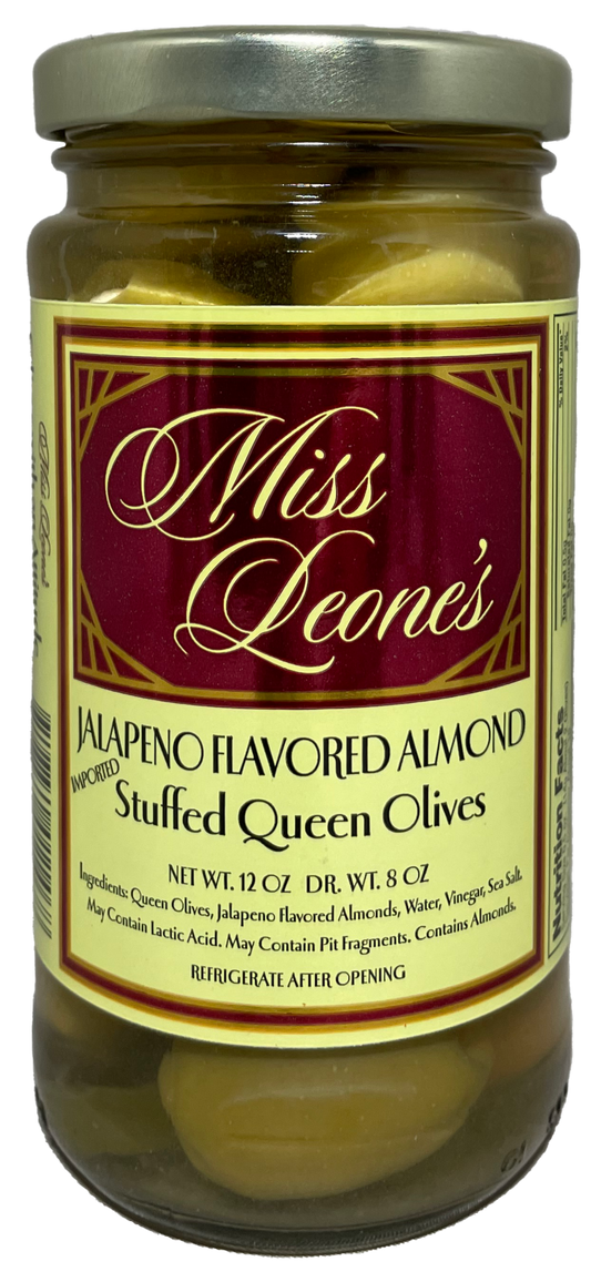 Jalapeno Pepper Flavored Almond Stuffed Queen Olives *NEW LOWER PRICE*