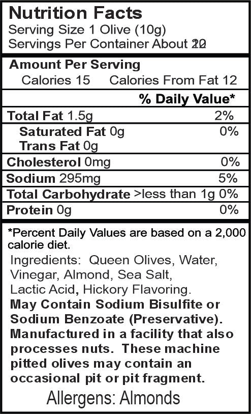 Hickory Smoked Almond Flavored Stuffed Queen Olives *NEW LOWER PRICE*