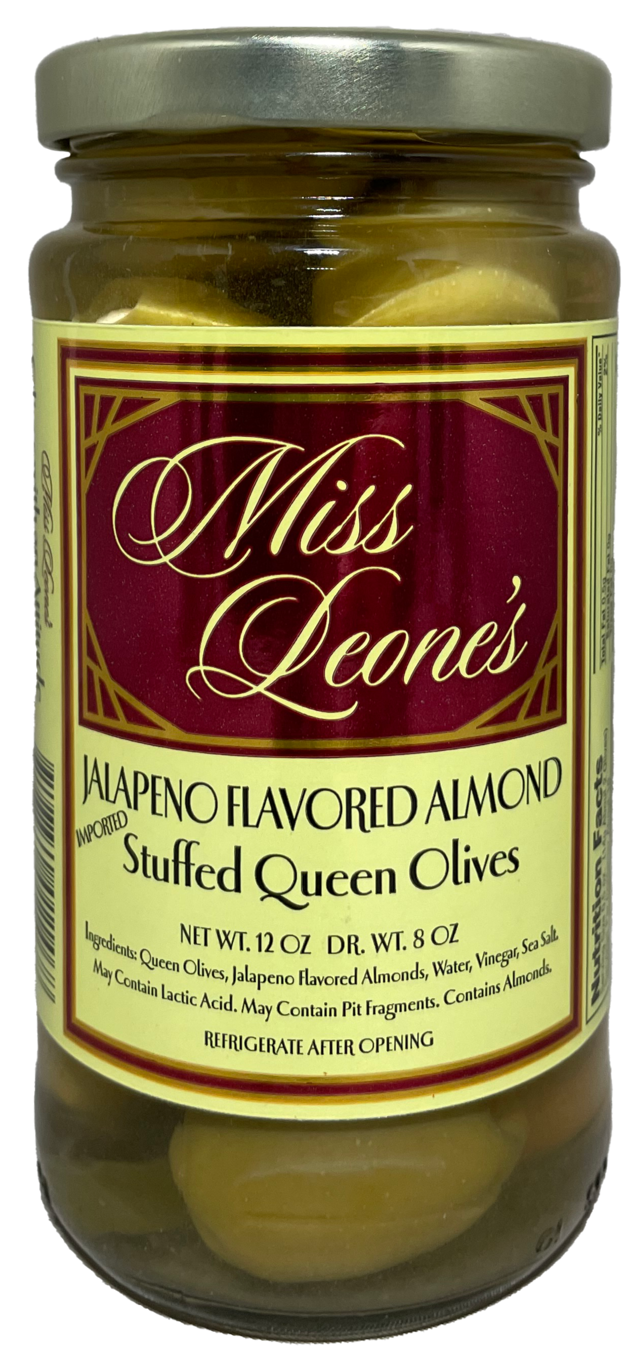 Jalapeno Pepper Flavored Almond Stuffed Queen Olives *NEW LOWER PRICE*