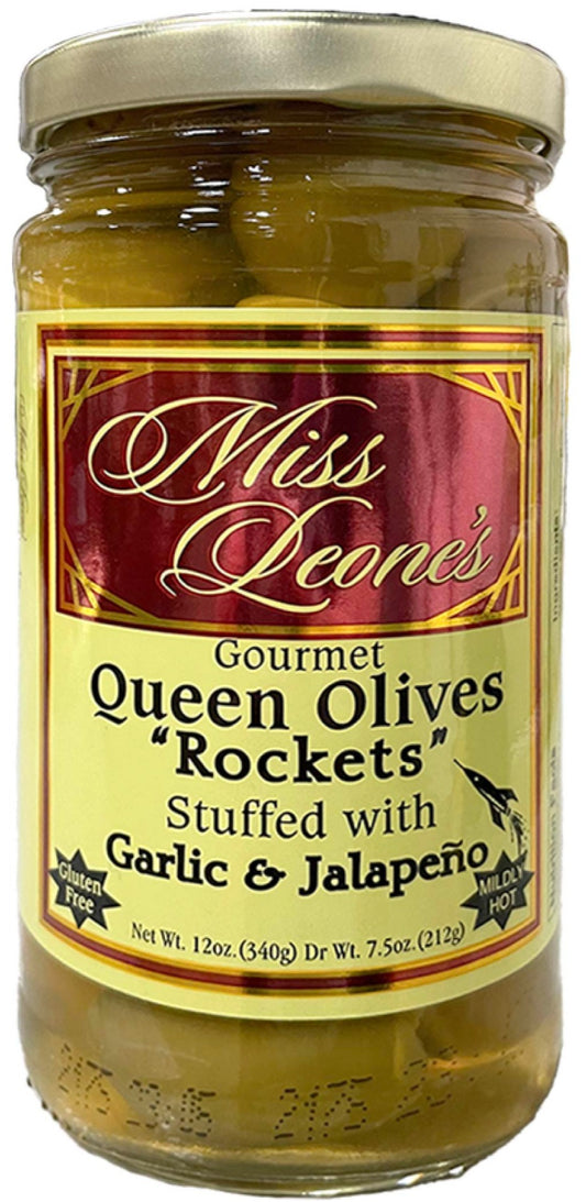 "Rockets" Double Stuffed Jalapeno & Garlic Queen Olives 12oz *NEW LOWER PRICE*
