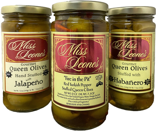 Miss Leone's Spicy Pepper 3 Pack Stuffed Olives *NEW LOWER PRICE*